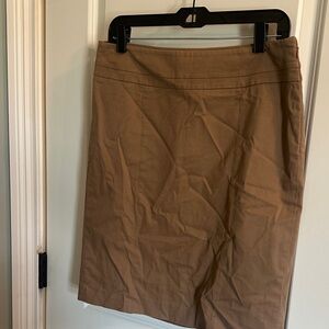 LOFT Tan Pencil Skirt with Front Seam Detail